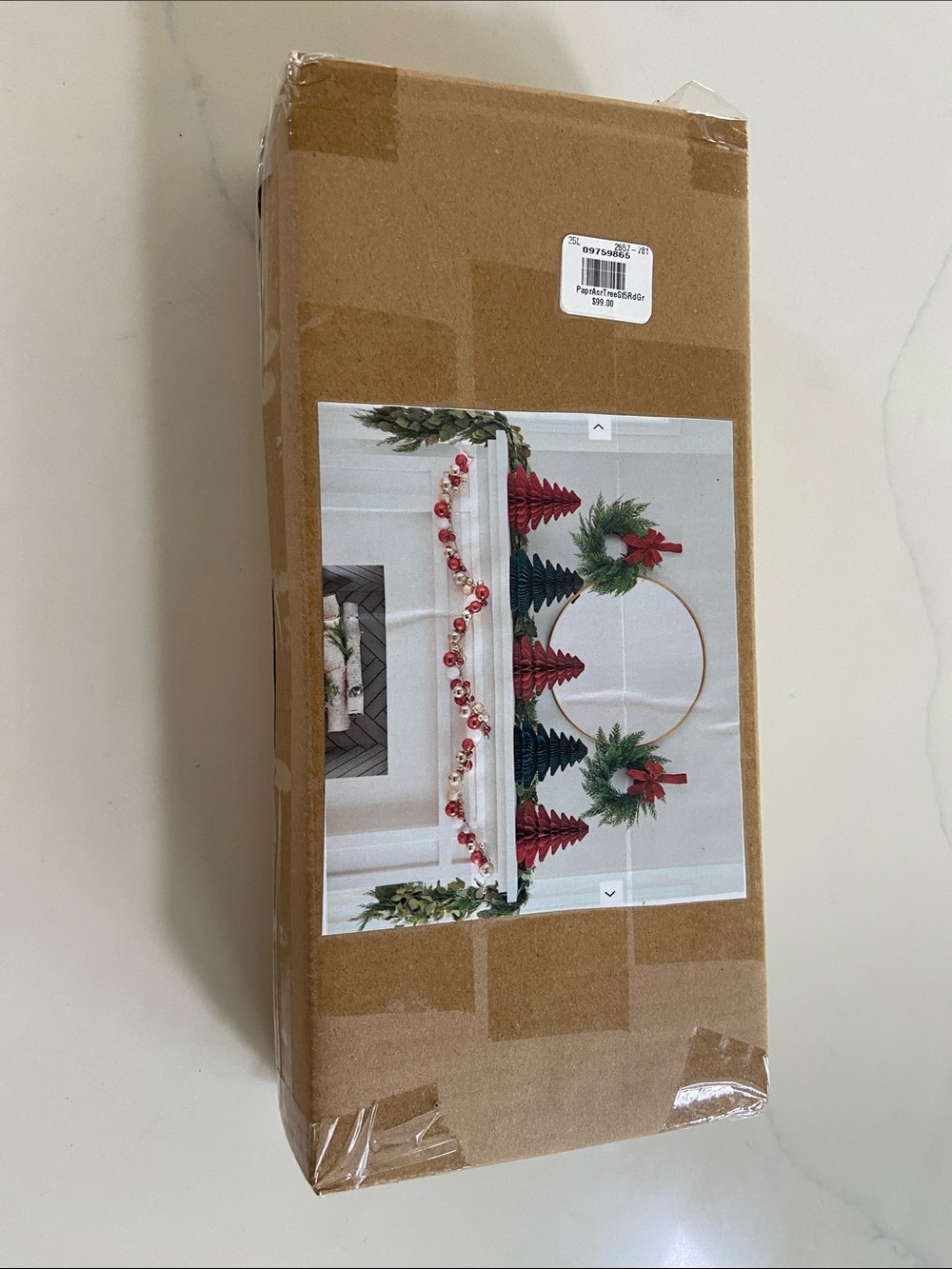 Pottery Barn Red and Green Holiday Tree Mantel Garland Set